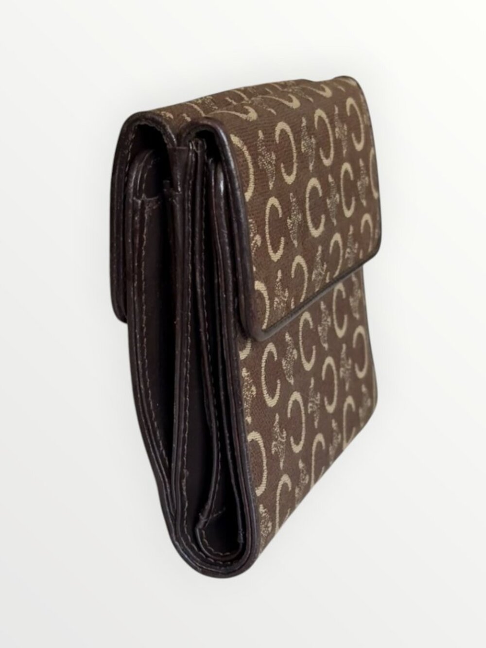 Celine C-Macadam Brown Monogram Trifold Wallet Vintage - Picture 3 of 5
